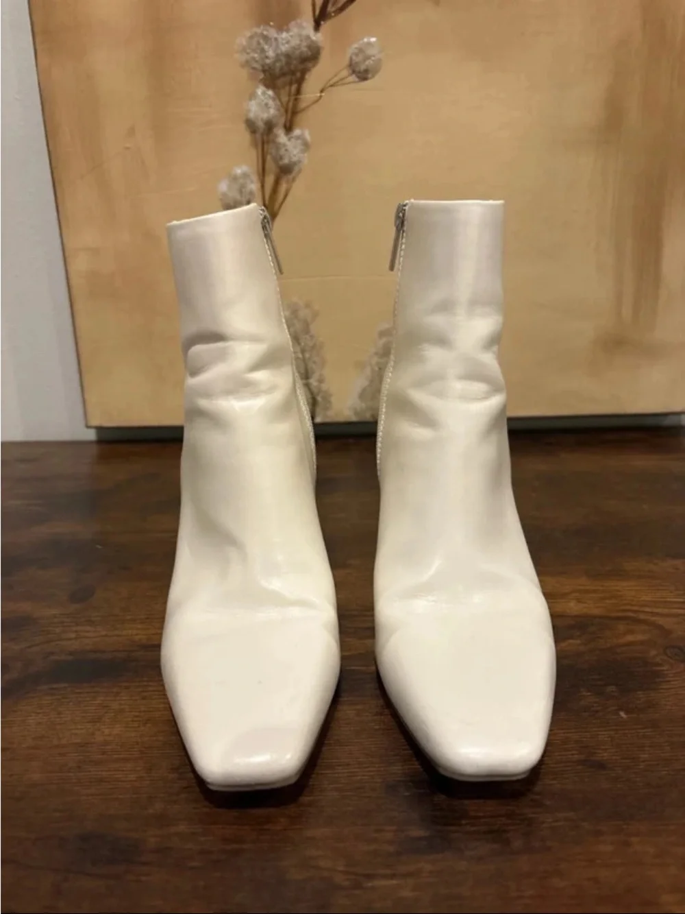 Unisa Ivory Square-Toe Zip Ankle Boots